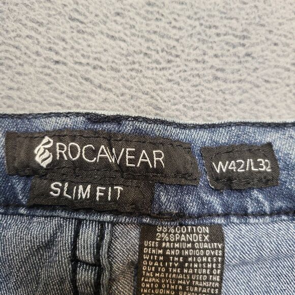 Rocawear Jeans Mens 40x29 Blue Slim Fit Straight Leg Denim Hip Hop Y2K - Picture 4 of 12